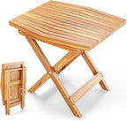 Melino Wooden Folding Outdoor Side Table 18x16x16 in, FSC Certified Acacia Wood by Melino