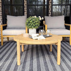 Nathan James Bora Round Outdoor Coffee Table, Farmhouse Wood Coffee Table - Image 5