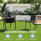 Amopatio Outdoor Dining Chairs Set of 6, Rattan Patio Chairs Wicker, Stackable - Image 3