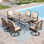 PHI VILLA Outdoor Dining Set for 6, All-Weather Patio Table and Chairs Set for 6 by PHIVILLAThepioneerofcomfortablehouseholdsupplies