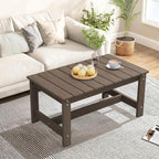 SERWALL HDPE Patio Coffee Table, Rectangle Outdoor Coffee Table, All Weather - Image 9