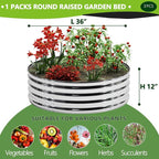 3PCS 3x3x1FT Galvanized Raised Garden Bed Kit, Vegetable Boxes-Round Metal - Image 2