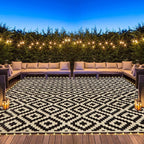 SAND MINE Reversible Mats with Led Strip Lights, Plastic Straw Rug, Modern Area by SANDMIND