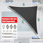Amgo Custom Size 17' x 24' x 29.4' Black Right Triangle Sun Shade Sail UPF50+ - Image 8