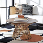 Safavieh Home Collection Whent Coastal Honey Brown Wash and Black Round Coffee - Image 2
