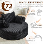 Oversized Round Chaise Longue Chair Indoor, Modern 55-inch Upholstered Corduroy - Image 6