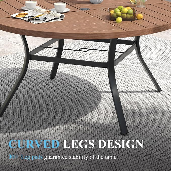 VICLLAX Patio Table and Chair Set of 10, All Weather Metal Round Outdoor Dining - Image 6