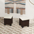 Outsunny 2 Pieces Outdoor Patio Ottomans, All Weather Wicker Outdoor Footstools - Image 9
