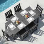 HDPE Patio Dining Set for 6, Weather-Resistant Outdoor Table by ACUELGardenFurniture