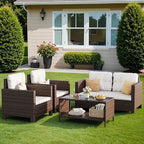 Homall 4 Pieces Patio Furniture Sets Rattan Chair Wicker Conversation Sofa Set - Image 2