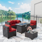 Outdoor Patio Furniture with Fire Pit Table, 6 Pieces Outdoor Furniture Patio by ASJMR