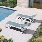 PURPLE LEAF Lounge Chair Outdoor Set of 2 White Aluminum Lounge Chair - Image 3