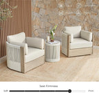 CHITA 3 Pieces Boho Patio Rattan Bistro Set, Outdoor Wicker Furniture Swivel - Image 4