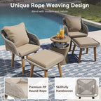 Merax 5 Pieces Patio Furniture Chair Sets, Patio Conversation Set - Image 2