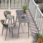 PURPLE LEAF Rectangular Patio Bar High Table Aluminum Stool Dining Table by PURPLELEAF