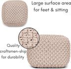 BIRDROCK HOME Square Pouf Ottoman | Cotton Braided Foot Stool - Image 5