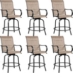 Yaheetech 6 Piece Patio Swivel Bar Stools Texteline Bistro Chairs by Yaheetech
