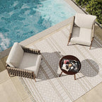 East Oak 3-Piece Patio Furniture Set | Armchairs & Coffee Table | Outdoor - Image 11