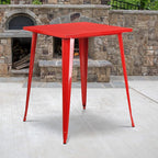 Flash Furniture Nolan Commercial Grade 31.5" Square Red Metal Indoor-Outdoor - Image 2