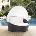 Modway Convene Wicker Rattan Outdoor Patio Retractable Canopy Round Poolside - Image 2