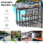 3Pcs Outdoor Patio Bar Set, Metal Bar Table and Chairs Set - Image 5