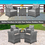 Tangkula 3 Pieces Patio Furniture Set, Outdoor PE Rattan Conversation Chair Set - Image 5