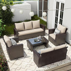 Wisteria Lane 5 Piece Outdoor Patio Furniture Sets, Wicker Conversation Set by WisteriaLane