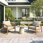Christopher Knight Home Set of 2 Leland Patio Furniture Acacia Wood Club Chairs - Image 6
