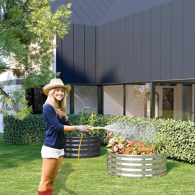 2PCS 3x3x1FT Galvanized Raised Garden Bed Kit, Vegetable Boxes-Round Metal - Image 7