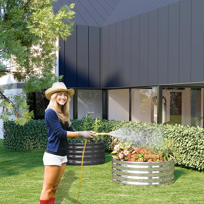 2x2x1.3FT Galvanized Raised Garden Bed Kit, Vegetable Boxes-Round Metal Flower - Image 6
