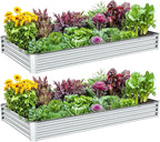 2PCS 8x4x1FT Galvanized Raised Garden Bed, Galvanized Planter Raised Garden by AyenGuard