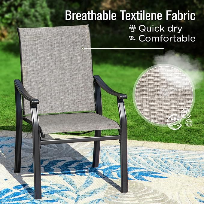 Sophia & William 7 Pieces Patio Dining Set, 6 Quick Dry Textilene Chairs and a - Image 4