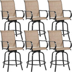 Yaheetech Patio Swivel Bar Stools Outdoor Chairs Set of 6 Outdoor High Bistro by Yaheetech