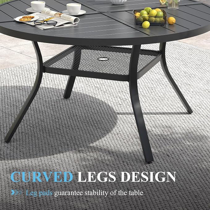 VICLLAX Patio Dining Set for 6, 7 Pieces Outdoor Furniture Set- 47" Round Patio - Image 7