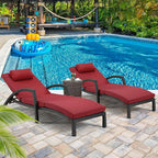 HOMREST Chaise Lounge Chairs Set of 2, PE Rattan Wicker Patio Lounge Chair - Image 2