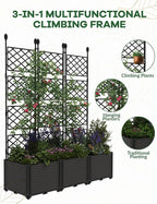 3 PCS Raised Garden Bed with Trellis & Privacy Screen, Flowers on Patio - Image 3