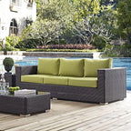 Modway Convene Wicker Rattan Outdoor Patio Sofa in Espresso Peridot - Image 2