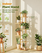 Bamworld Bamboo Plant Stand Indoor 6 Tiered Plant Shelf Outdoor Corner Plant - Image 3