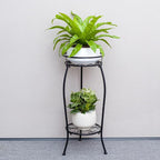 FaithLand Plant Stand, Metal Planter Holder Indoor Outdoor, 2 Tier Round Potted - Image 3