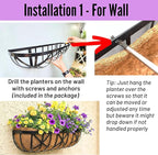 LaLaGreen 36 Inch, 2 Pack Window Boxes Planters – Large Black Metal Window Boxes - Image 5