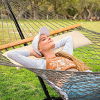 SUNCREAT Rope Hammock with Stand Included, Portable Double Hammock with Soft - Image 2