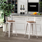 WENTMENT Metal Bar Stools Set of 2 Counter Height Barstools - Image 5