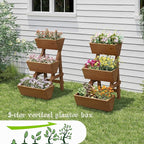 3-Tiers Wooden Raised Garden Bed Planter Box Flower Pots Vertical Garden - Image 2