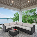 HAPPATIO 7 Piece Patio Conversation Set, Rattan Wicker Outdoor Sectional Sofa - Image 8