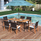 Tangkula 63" Acacia Wood Patio Dining Table - Image 3