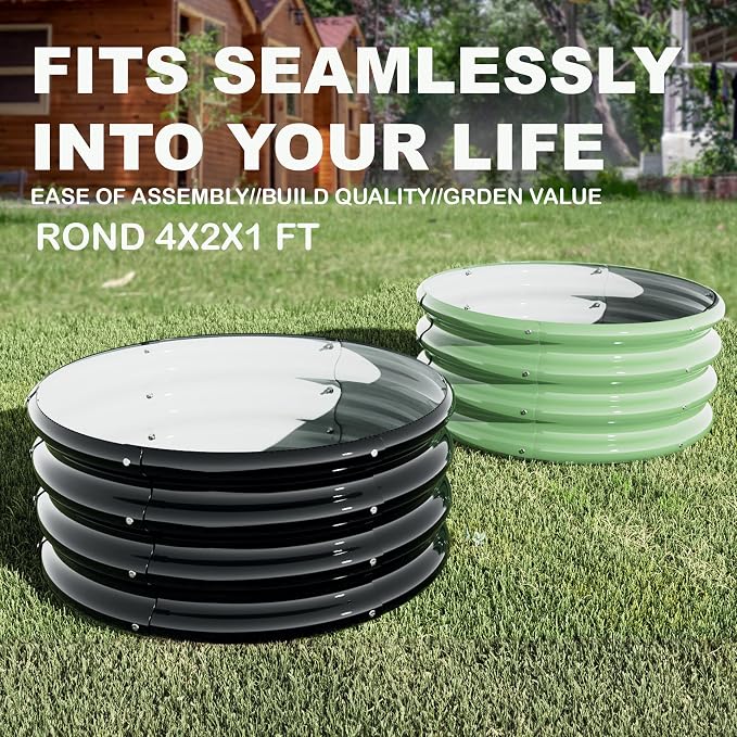3Pcs 2X2X1ft Round Raised Garden Bed Kit, Galvanized Raised Garden Beds Outdoor - Image 2