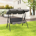 Porch Swing Outdoor, 3 Person Patio Swing w/Removable Cushion, Stand & - Image 2