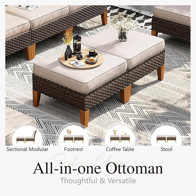 Sophia & William Half Moon Patio Furniture Set 7 Piece Outdoor Sectional Sofa - Image 6