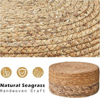 Wimarsbon Round Foot Stool Natural Seagrass Poufs Ottoman Hand Weave Footrest - Image 4