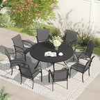 VICLLAX Patio Dining Set for 8, Outdoor Furniture Set Includes 53" Round Patio by HOME